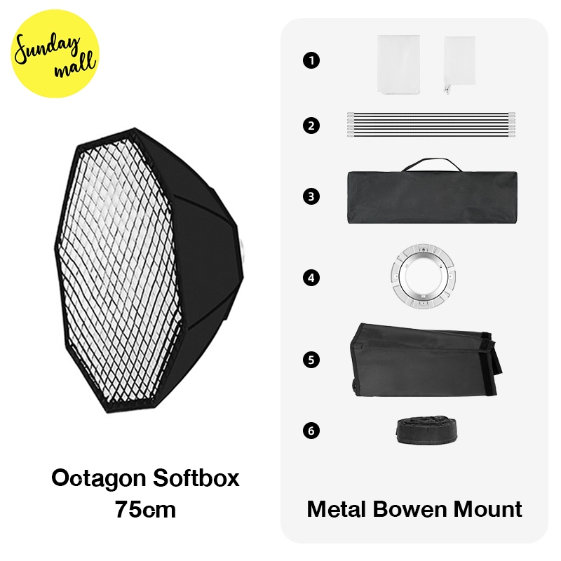 ชุดโคมกระจายแสง SOFTBOX BOWEN MOUNT มาตรฐานสากล ตัวกระจายแสง Softbox With Grid