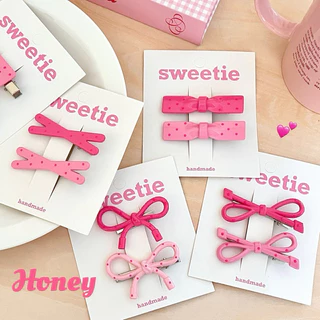Cute 343 กิ๊บติดผม กิ๊บหนีบผมโทนสีชมพูลายจุด 2 ชิ้น / แพ็ค