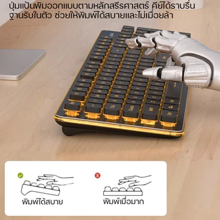 LANGTU L1 คีย์บอร์ดไร้สาย 2.4G ภาษาไทย 104 ปุ่ม คีย์แคปไทย คีย์บอร์ดเงียบ กันน้ำ รองรับ Mac/Windows คีย์บอร์ดออฟฟิศ