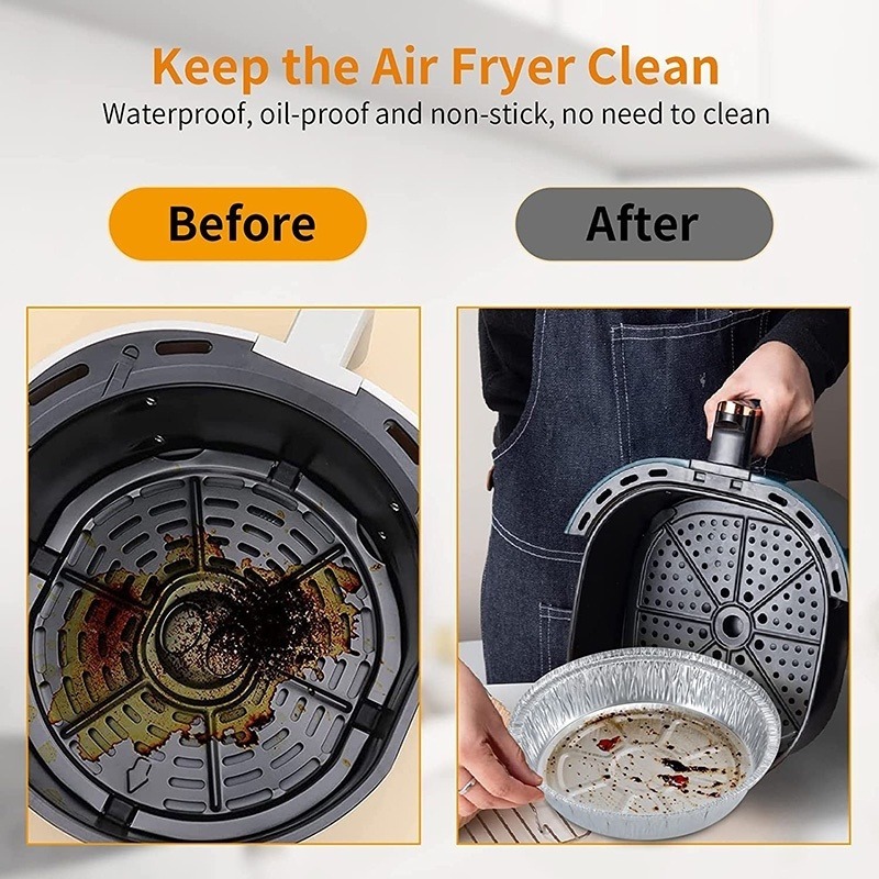 ถาดฟอยล์ (แพ็ค10ใบ) แบบใช้แล้วทิ้ง สำหรับหม้อทอด/เตาอบ ถ้วยฟอยล์ ถาดฟอยล์อะลูมิเนียม แผ่นรองหม้อทอด 6นิ้ว/7นิ้ว/8นิ้ว - รูปที่ 4