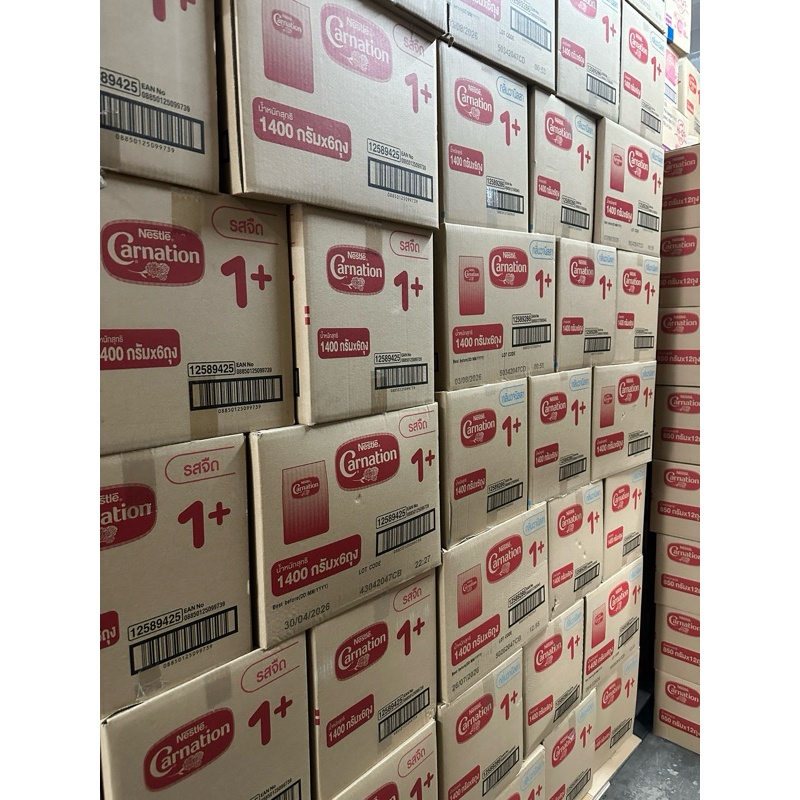 [ยกลัง]นมผงคารเนชั่น 1+ 1400กรัม 1ลังบรรจุ6ถุง 1400g