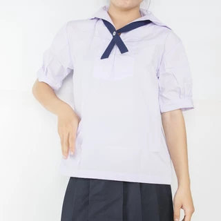 เสื้อนักเรียนหญิง คอปกทหารเรือ ตราชัยยะ*เล็กกว่าสมอ*ผ้าค็อตตอนนุ่มรีดง่ายคุณภาพดี ราคาคุ้ม