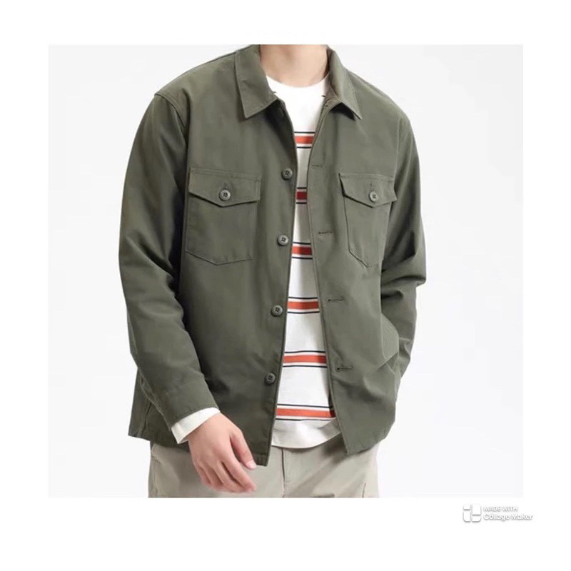 เสิ้อแจ็คเก็ต Uniqlo ยูนิโคล่ Jersey long sleeve over shirt เนื้อผ้า cotton💯% แบรนด์ ✨UNIQLO ✨  (JK646) ✂️✂️งานตัดป้าย✂️