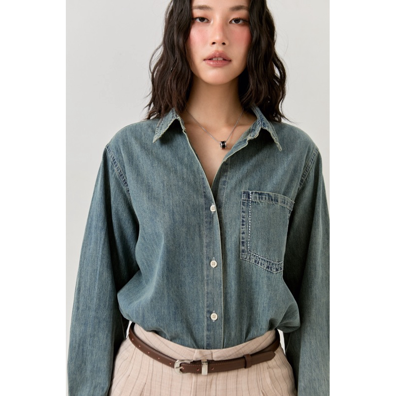 Cadiz premium jeans top SS2025 Basicselected เชิ้ตยีนส์ เนื้อยีนส์พรีเมี่ยม ทรงสวยมาก