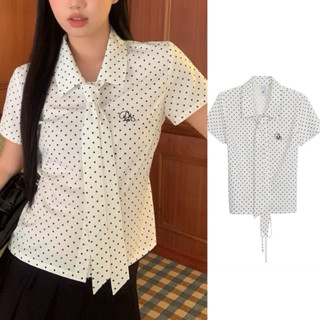 Pinkpass • ส่งจากไทยทุกวัน• S-XL  เสื้อเชิ้ตแขนสั้นลายจุดผูก…