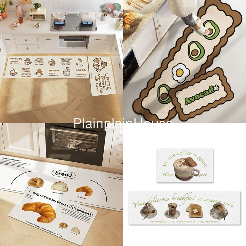 (Preorder) พรมหนังPUนุ่มนิ่ม วางปูรองแต่งในห้องครัว ลายน่ารักค่ะ