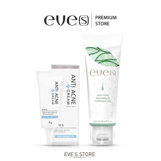 EVES คู่หูลดสิวพักผิวหน้า ครีมแต้มสิว เจลอโลเวร่า รักษาสิว พักผิว ลดการอักเสบ ของผิว สิวอักเสบ สิว ผิวแพ้ง่าย