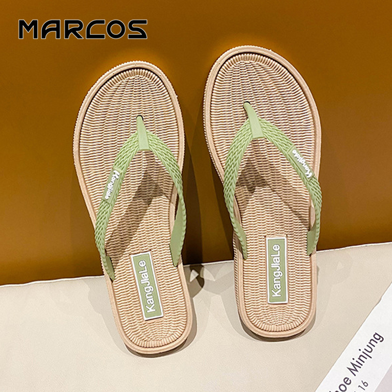 MARCOS รองเท้าแตะคีบ เรียบง่าย ใส่สบาย ทันสมัย รองเท้าแตะดีไซน์เรียบง่าย ใส่ได้กับทุกชุด รองเท้าแตะพื้นเรียบ เดินมั่นคง.