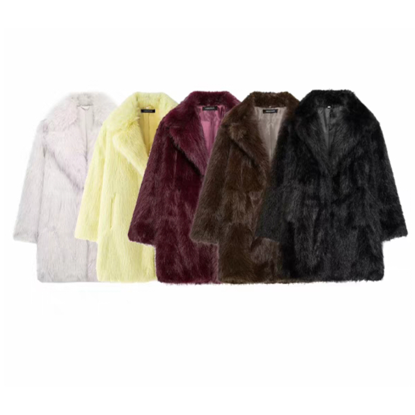 พร้อมส่ง 4สี เสื้อโค้ทขนเฟอร์กันหนาว ความยาวปิดสะโพก (T417)