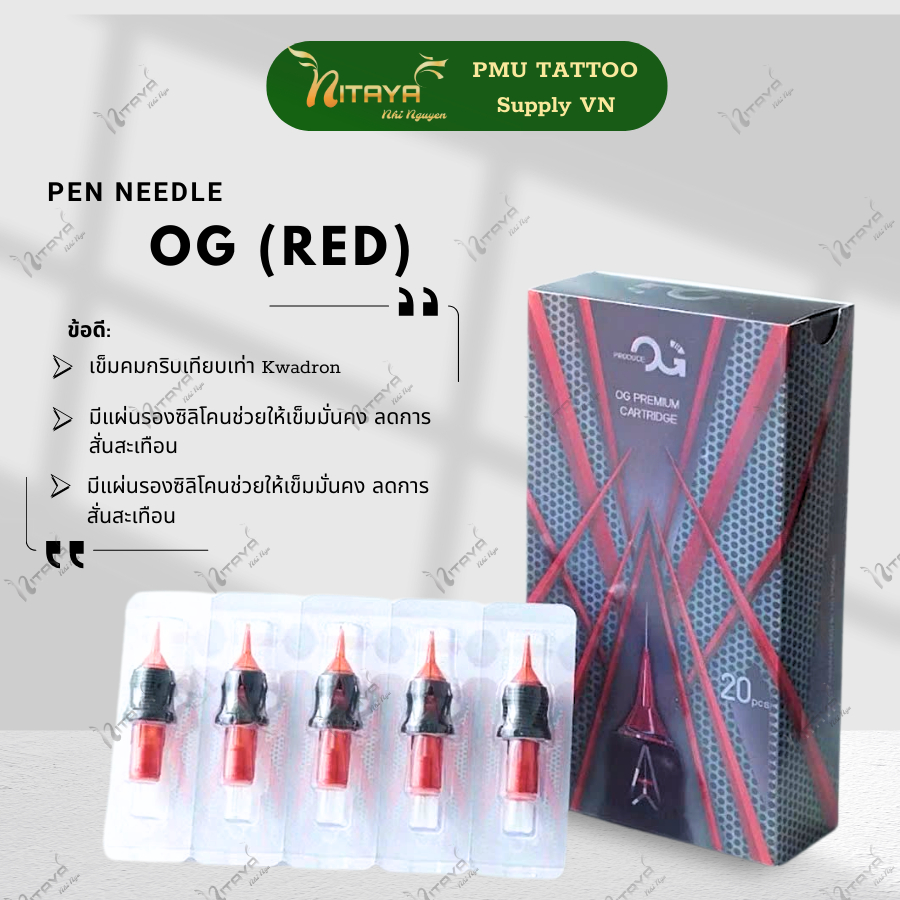 [ของแท้] เข็มสักOG -red เข็มฮอค มีทุกไซว์ สักคิ้วสักปาก สักลายคมชัด (1 กล่อง- 20 ชิ้น)