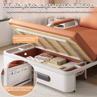 โซฟาเบดหนัง โซฟาปรับนอน โซฟาเบด โซฟาเบดพร้อมที่เก็บของ เตียงโซฟาปรับระดับได้พร้อมหมอน 2 ใบ 88/108/128/158cm