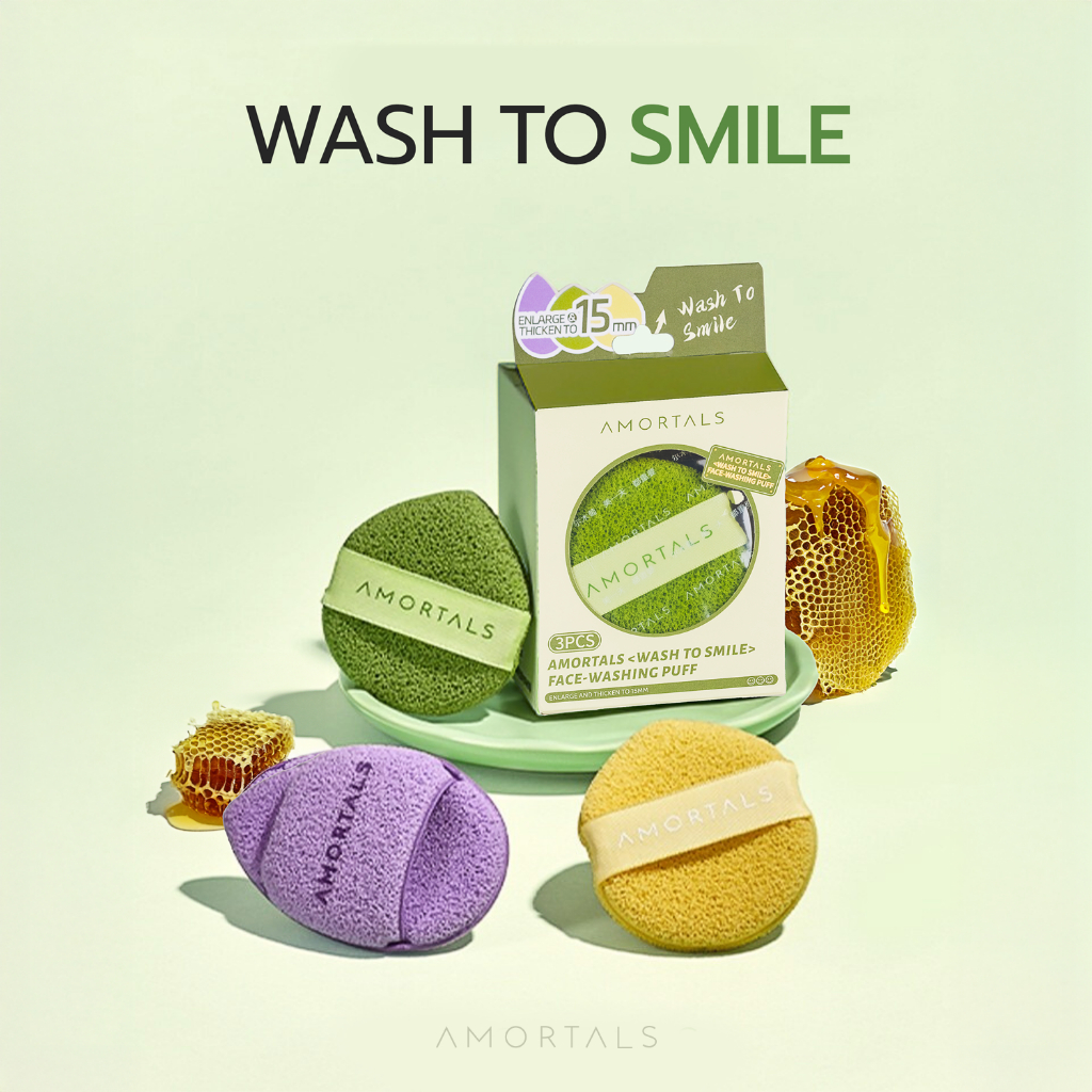 Amortals Facial Cleansing Sponge/Puff พัฟฟองน้ำล้างหน้า รุ่น Super Soft Wash to smile