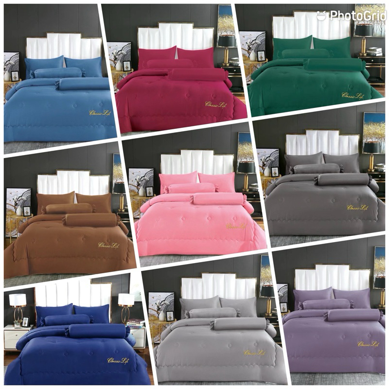 ชุดเครื่องนอนSatinผ้านวม6ฟุตผ้าปู6ฟุต เกรดโรงแรมทอ400เส้นด้ายพร้อมส่งจ้าา