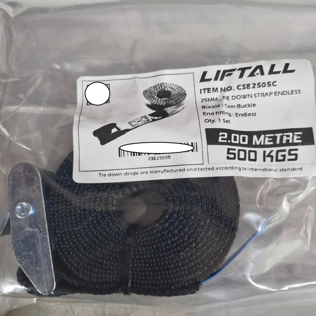สายรัดของ Lift All รุ่น หัวล็อคอัตโนมัติ ชนิดไม่มีตะขอ สีดำ ยาว 2 เมตร อุปกรณ์สำหรับงานยกของหนัก งานสายรัดของสำหรับขนส่ง