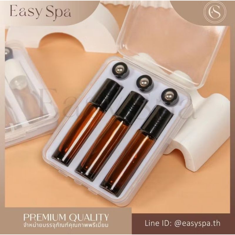 (เซท) ขวดลูกกลิ้ง 3 ใบ ลูกกลิ้งคริสตัล 10ml Rose Quartz Crystal สวยแบบหรูหรา ชองชำร่วย ของแจกพรีเมี่