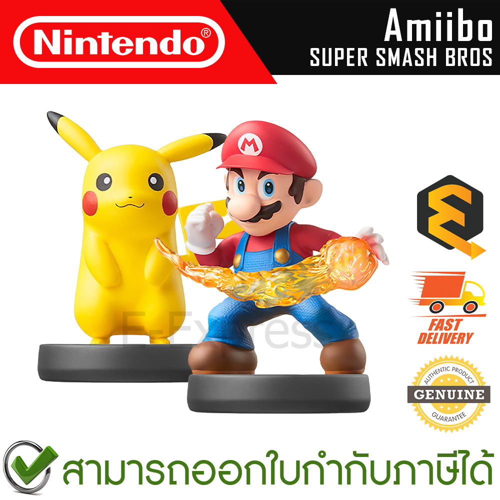 Nintendo Amiibo Super Smash Bros Collection Mario and Pikachu ของแท้