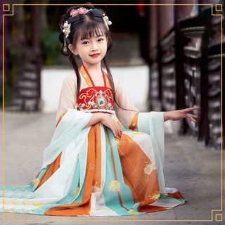 ชุดฮั่นฝู จีนโบราณ แขน 3ส่วน มีให้เลือกหลายขนาด เหมาะสำหรับเด็กผู้หญิง
