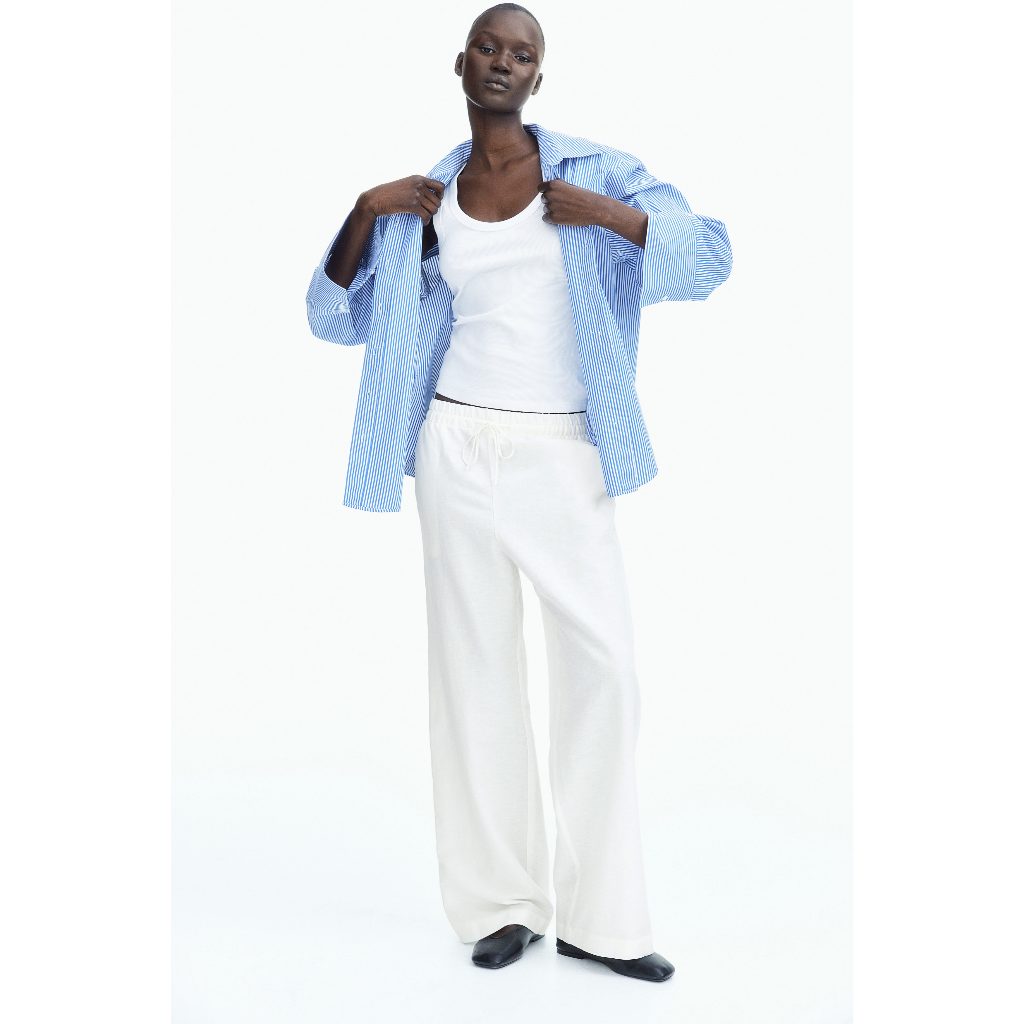 H&M(เอชแอนด์เอ็ม) กางเกงผ้าลินินผสม ผู้หญิง 1259065_1