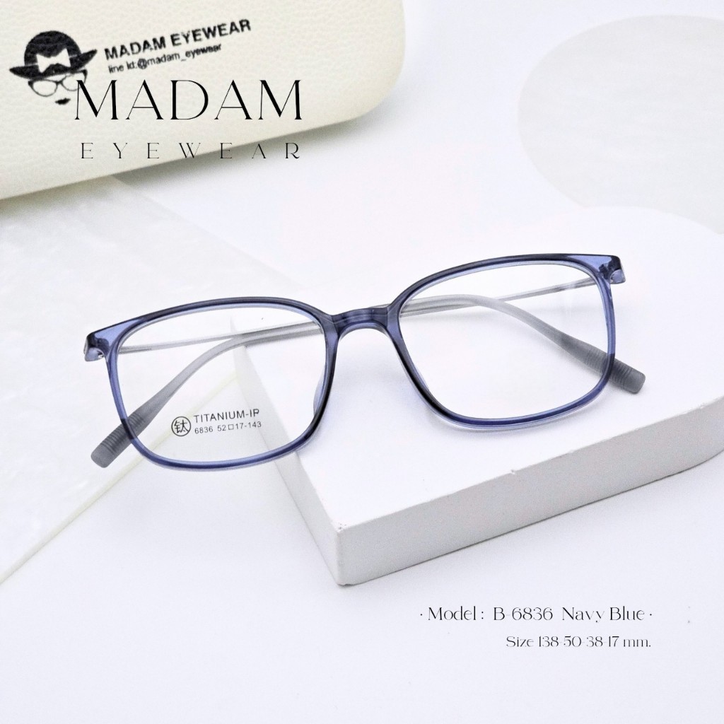 Luck กรอบเจลลี่ ยืดหยุ่น เบาใส่สบาย แว่นสายตาสั้นผู้หญิง แว่นกรองแสงคอม ( B-6836 )