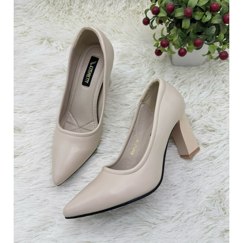 ⭐️พร้อมส่ง⭐️KITEPRETTY รุ่น K9730 รองเท้าคัชชูทำงาน หนังนิ่ม ส้นสูง 3 นิ้ว ปลายแหลม Size 35-40