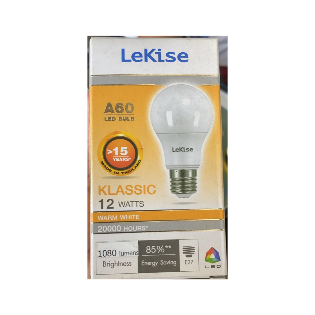 LEKISEหลอดไฟLED E27 A60 Warm White 12W