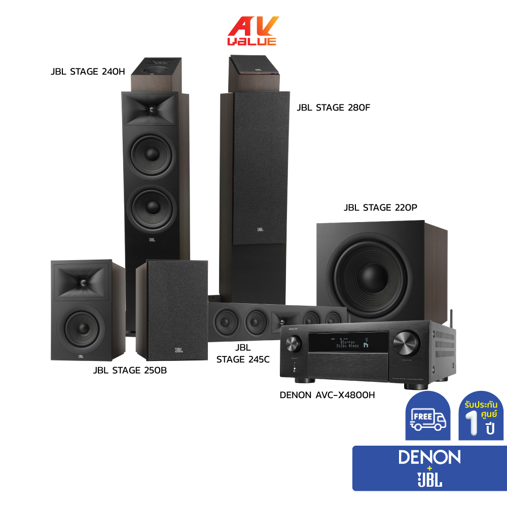 Denon AVC-X4800H & JBL Stage 245C+250B+240H+220P+280F - Dolby Atmos Home Theater Set (ATMOS DOUBLE E