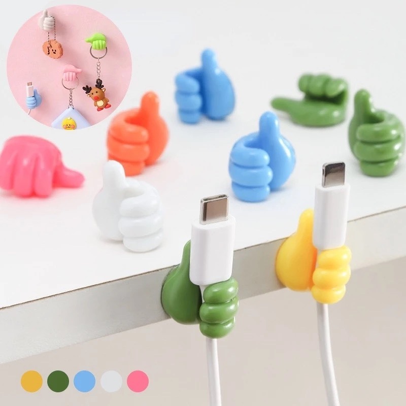 พร้อมส่ง 10ชิ้น ที่แขวงสายไฟรูปมือ ตะขอแขวนสายเคเบิล กุญแจ 3D มีกาวในตัว สําหรับติดผนัง ออฟฟิศ
