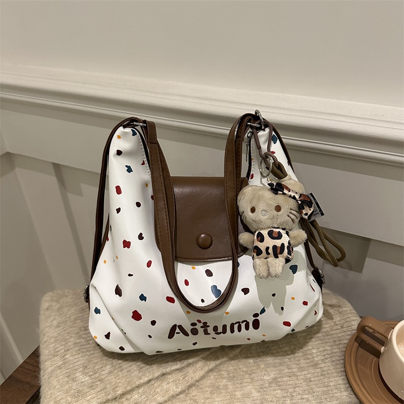 กระเป๋า Tote ความจุใหญ่ สำหรับผู้หญิง ลายจุด ใช้งานได้หลากหลาย สำหรับการทำงาน