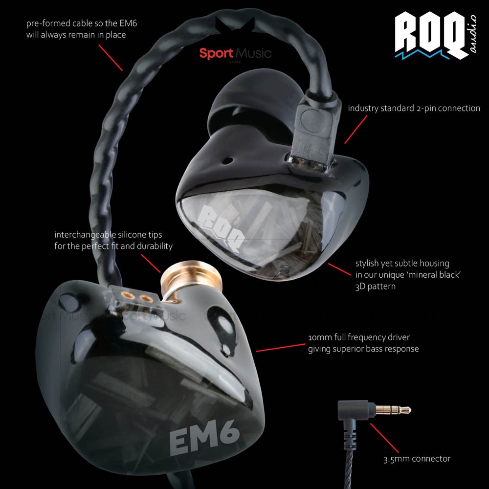 ROQ หูฟังอินเอียร์ หูฟังมอนิเตอร์ รุ่น EM6 ซีรี่ย์ EM Series In ear monitor earphones