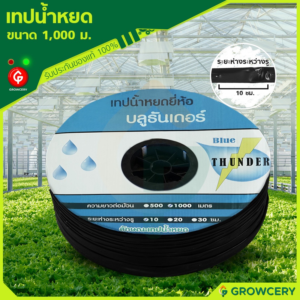 [G] เทปน้ำหยด สายน้ำหยด ขนาด 10 ซม. (หนา 0.18 มม.) ยาว 1000 เมตร บลูธันเดอร์ (รุ่นทนแรงดัน หนาเกรด A) โดย Montree More