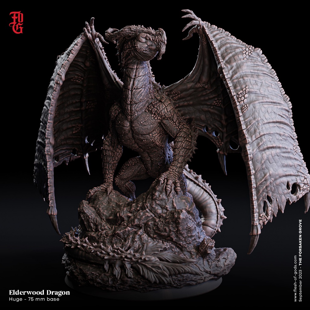 DnD miniature - Elderwood Dragon - The Forsaken Grove - โมเดลสำหรับ DnD miniature [Made to order ส่ง