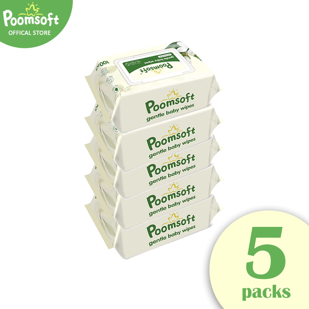 Poomsoft ผ้าเช็ดทำความสะอาดมะลิ ทิชชู่เปียก 500แผ่น 5แพ็ค Baby Baby wipes Jasmine baby wipes thumbnail 9