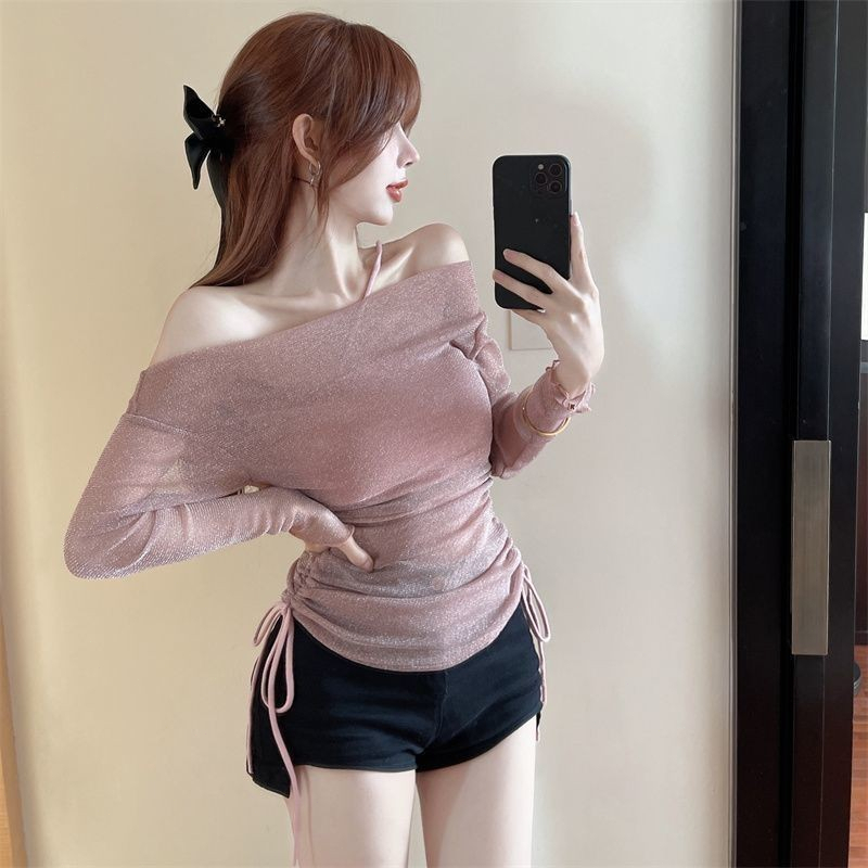 2025 เสื้อกันแดดแขนยาวสไตล์หวานแซ่บ ดีไซน์เปิดไหล่เดียวดุดัน ผ้าบางระบายอากาศ ใส่เที่ยวทะเลได้ทุก - รูปที่ 4