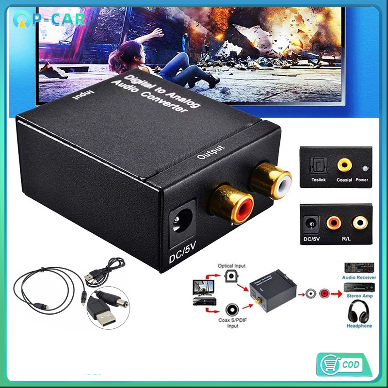 COD ตัวแปลง COAXIAL OPTICAL TO AV / DIGITAL TO ANALOG ตัวแปลงสัญญาณ เป็น RCA DIGITAL COAXIAL TO RCA AUDIO CONVERTER