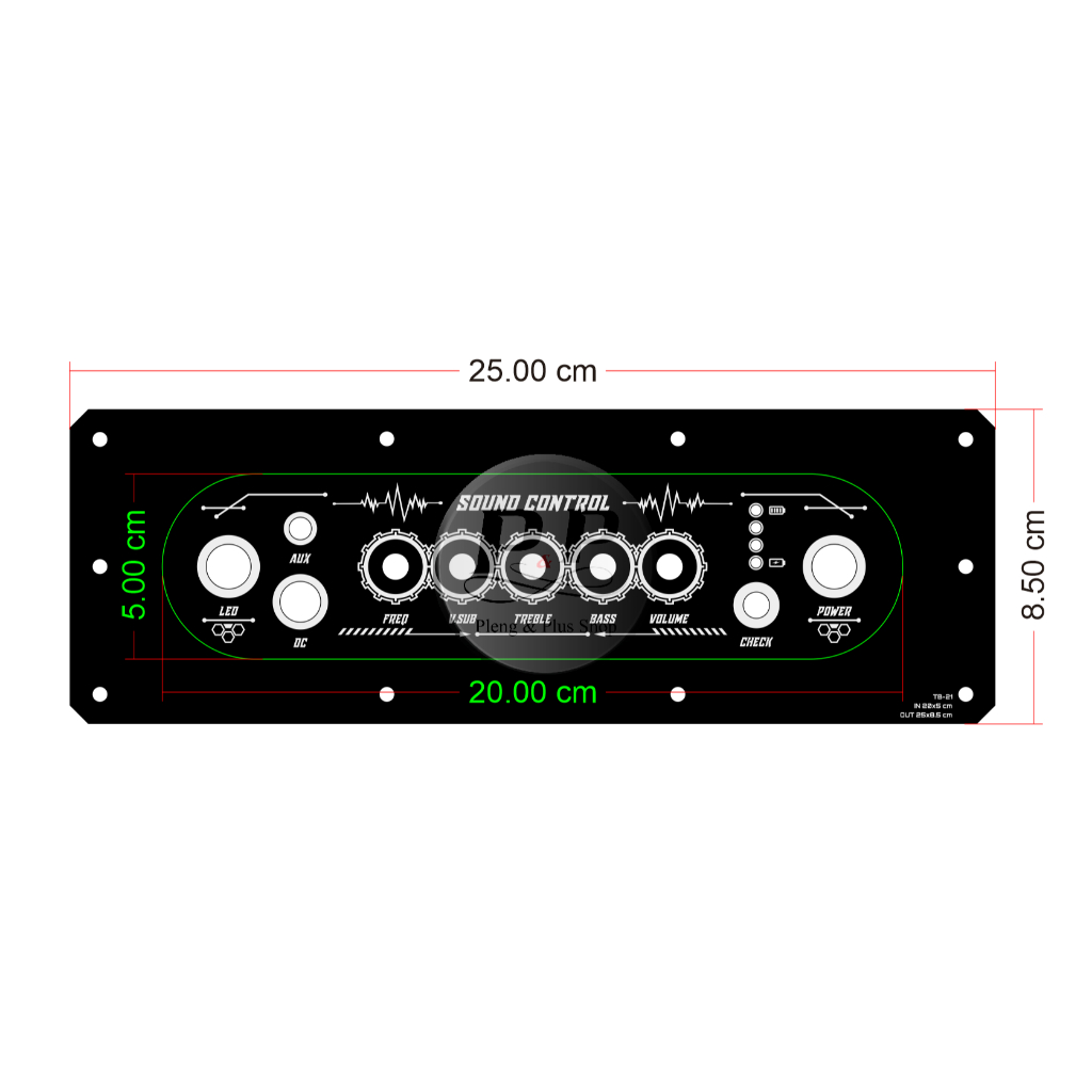 แผ่นเพลท TB-21 / MT-21 *ไม่ย้ายวอลุ่ม* แสงผ่านได้ ขนาดแผ่น 25x8.5ซม. ( ช่อง 20x5 )