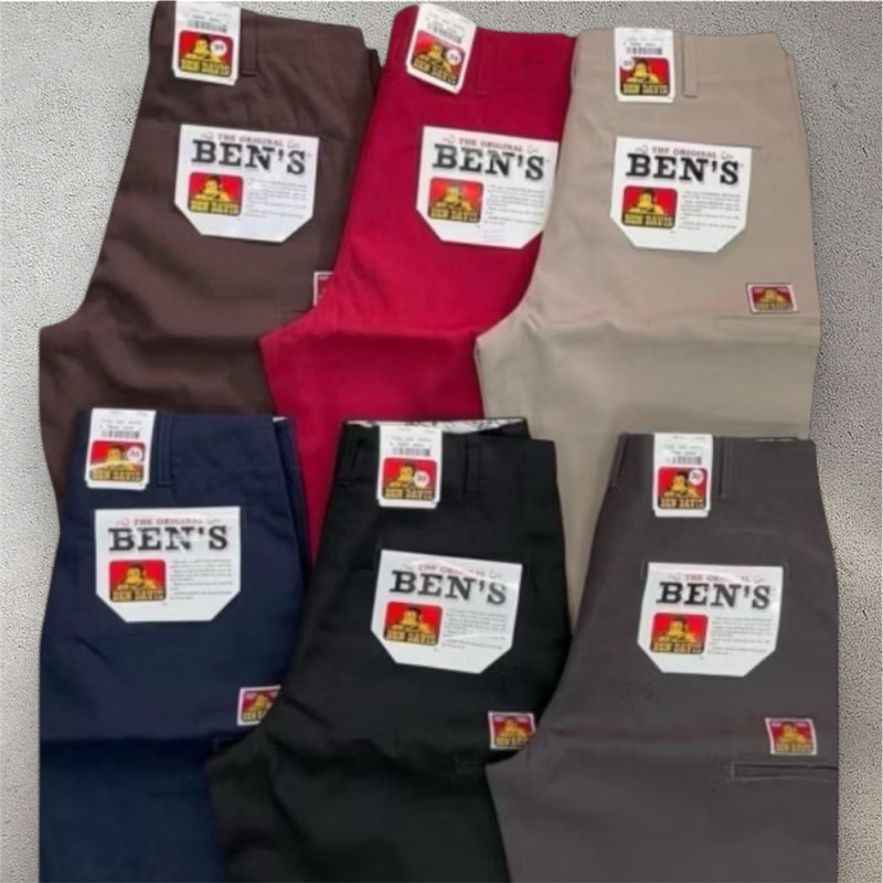 BEN'S DAVIS กางเกงขาสั้นผู้ชายเบนเดวิส สไตล์วินเทจ ผ้าชาลี ระบายอากาศดี ทรงช่างคลาสสิก | เผื่อ 1 ไซส์ | BS