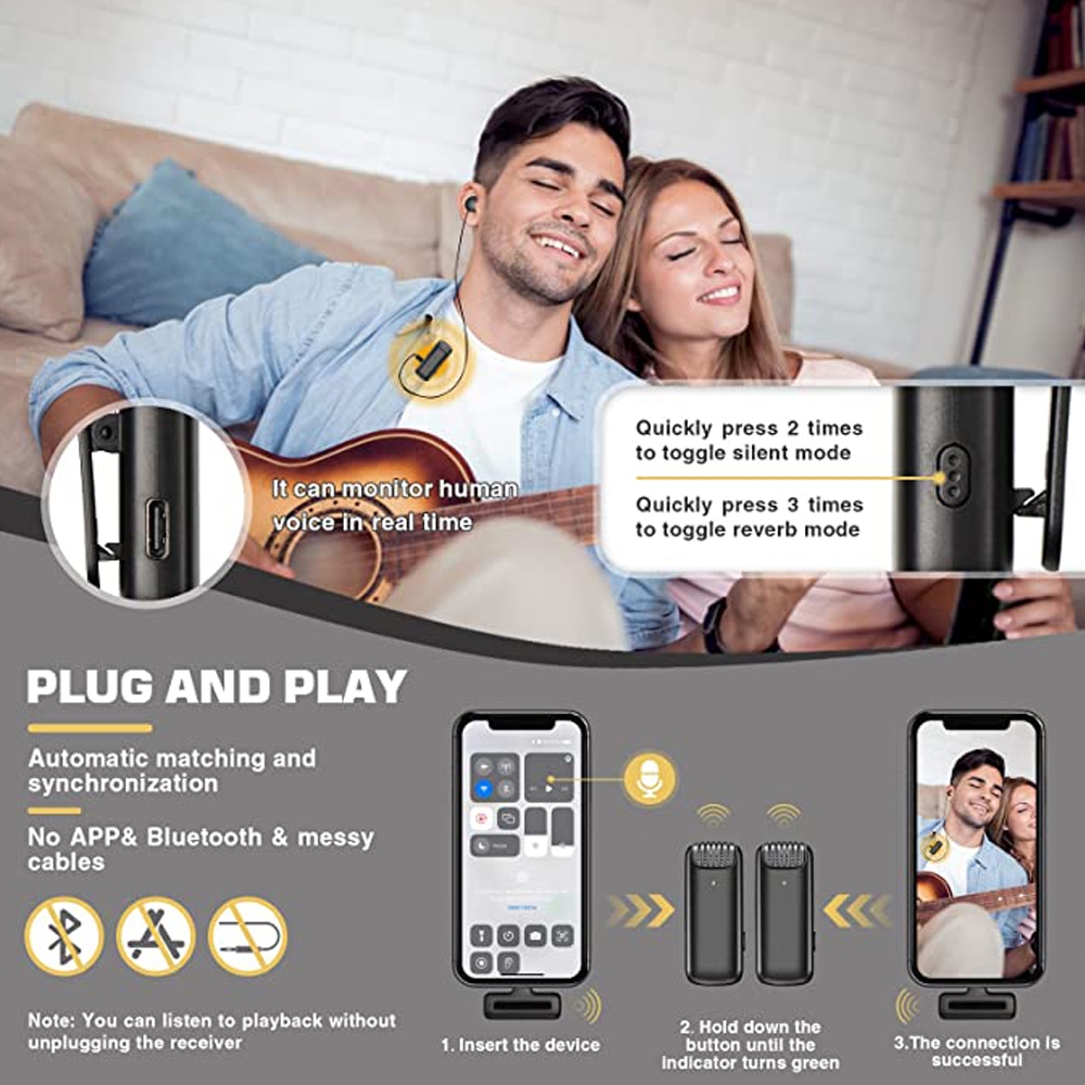 ไมโครโฟนไร้สายK6ลดเสียงรบกวน สําหรับบันทึกเสียง วิดีโอ ไลฟ์สดWirelessMicrophoneไมค์ไร้สายหนีบเสื้อ ไมค์หนีบปกเสื้อ - รูปที่ 6