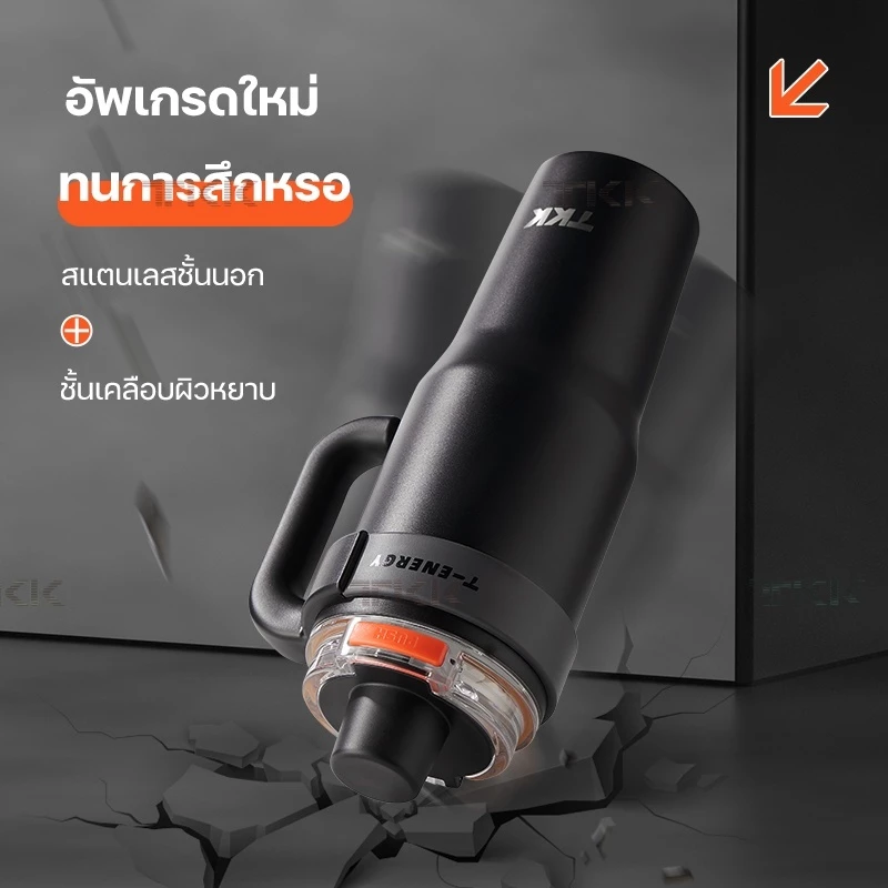 TKK แก้วกาแฟเก็บอุณหภูมิ 1200ml พร้อมหลอดดูด เคลือบเซรามิก สแตนเลส 316 กระติกน้ำแบบมีหูจับ thumbnail 9