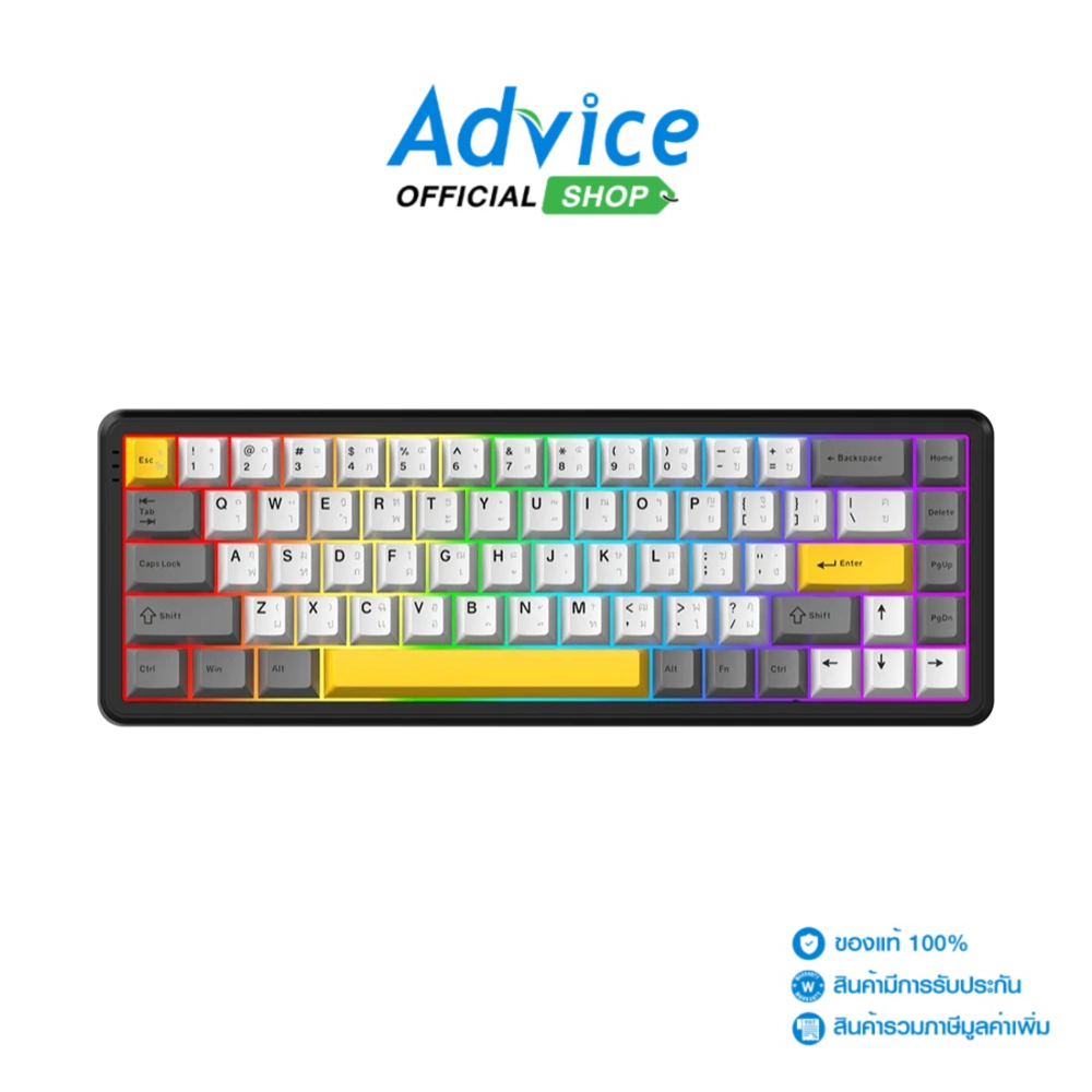 AJAZZ KEYBOARD (คีย์บอร์ด) AK680MAX HE HIFI RGB (STARRY NIGHT)(BLACK-GREY-YELLOW) - A0166481