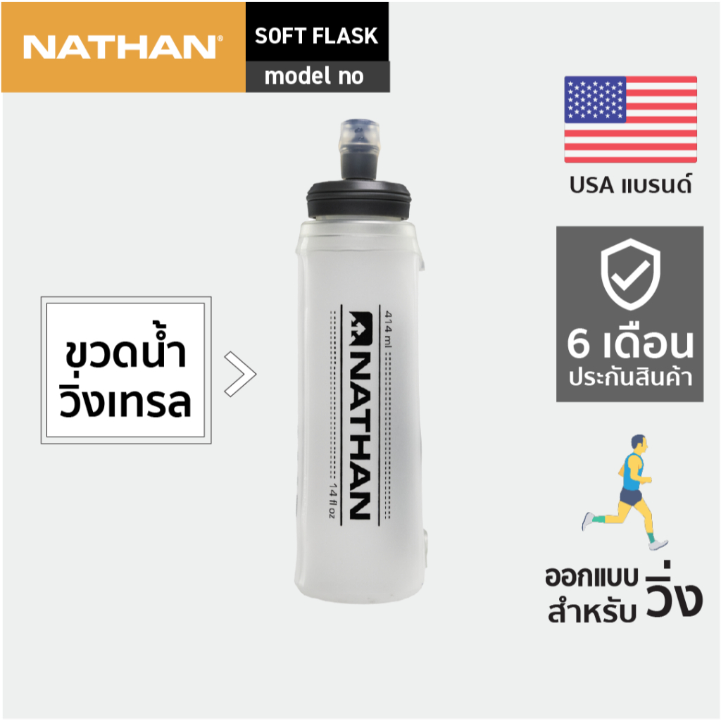 NATHAN Soft Flask with Bite Top ขวดน้ำวิ่งเทรล อุปกรณ์วิ่ง Running Water Bottles