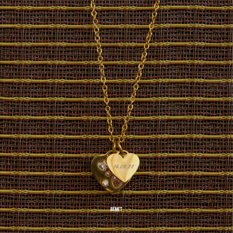 Je t'aime necklace (2 heart with engrave) / สร้อย locket หัวใจ (สลักจี้ได้)