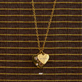 Je t'aime necklace (2 heart with engrave) / สร้อย locket หัวใจ (สลักจี้ได้)