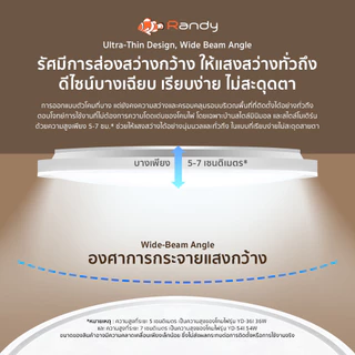 [3FREE1]RANDY โคมไฟเพดานLED 36W 54Wสว่าง ปรับได้3สี กันน้ำกันฝุ่นกันสนิม ติดตั้งง่าย รับประกัน2ปี ทน