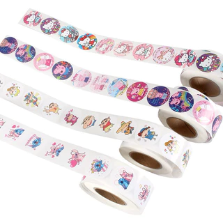 สติกเกอร์วงกลม ลวดลายน่ารัก ติดของอเนกประสงค์ (1 ม้วน 500 ดวง)