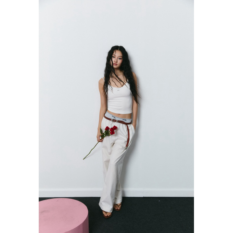 Piccoro - Lazy Striped Pants กางเกงเอวต่ำขอบยางยืด