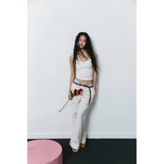 Piccoro - Lazy Striped Pants กางเกงเอวต่ำขอบยางยืด