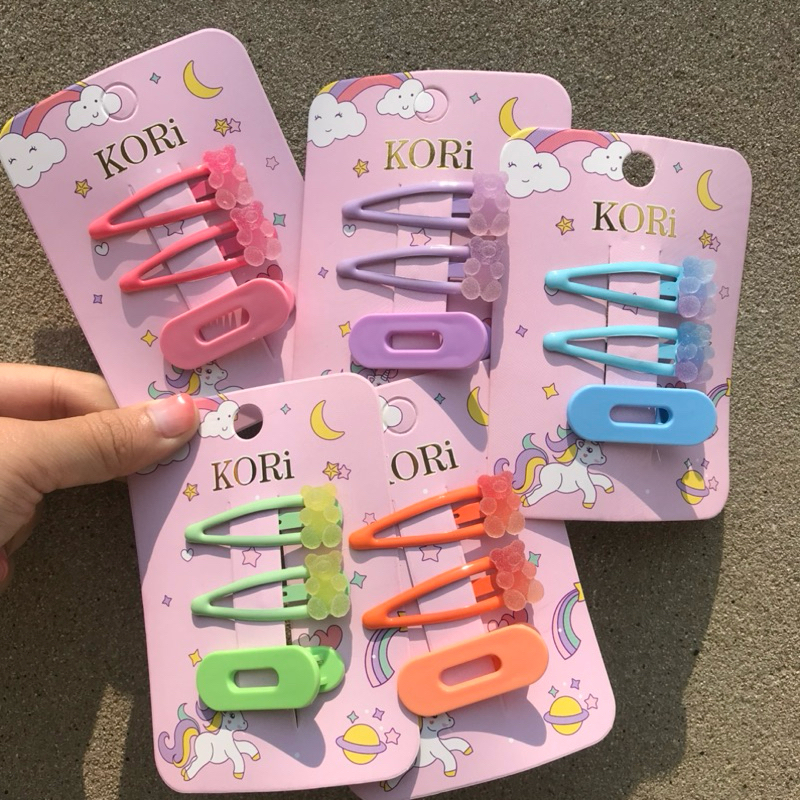 A1258 กิ๊บติดผม ลายน้องหมี สีสันสดใส รับซัมเมอร์ พร้อมส่งในไทย