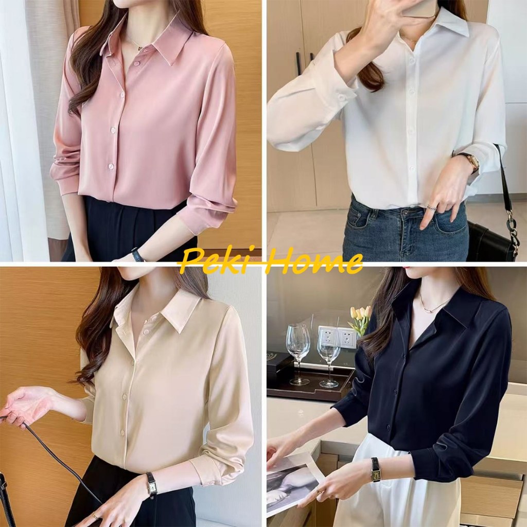 เสื้อเชิ้ตแขนยาวผู้หญิง ผ้าชีฟอง สไตล์ฤดูใบไม้ผลิและฤดูใบไม้ร่วง