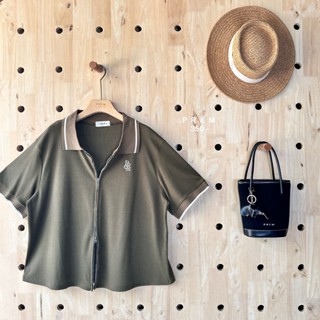 👀🧵 เสื้อทาล็อต PLUS SIZE คอปกผ้าร่องยืด ซิปรูดได้บน-ล่าง #36…