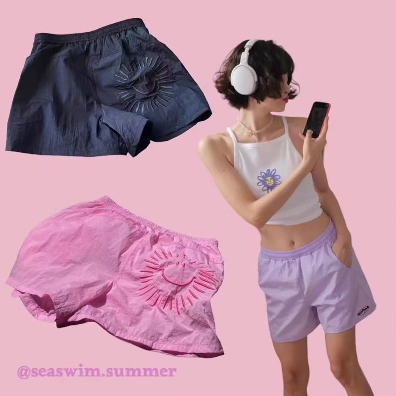 (เฉพาะสีดำ ม่วงพรี10วัน)พร้อมส่งseaswim.sumer-Swim Pants💖💜🖤กางเกงว่ายน้ำ กางเกงขาสั้นไปทะเล